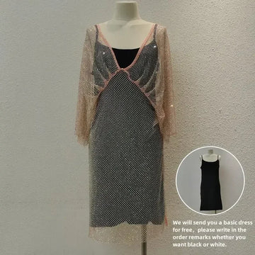 MQTIME  -  Sexy Mesh Maternity Photography Dress Transparent Rhinestones  Baby Shower Party  Summer Woman Crystal Bikini Cover-up